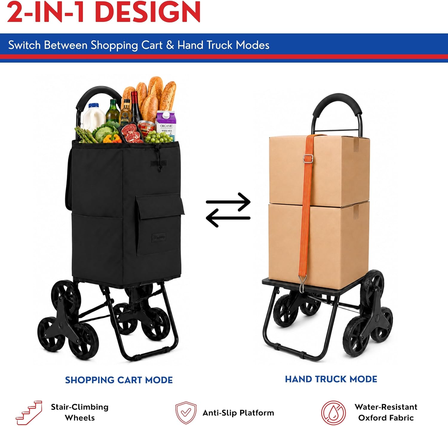 Shopping Cart, Super Loading Grocery Trolley, 220 lbs Capacity