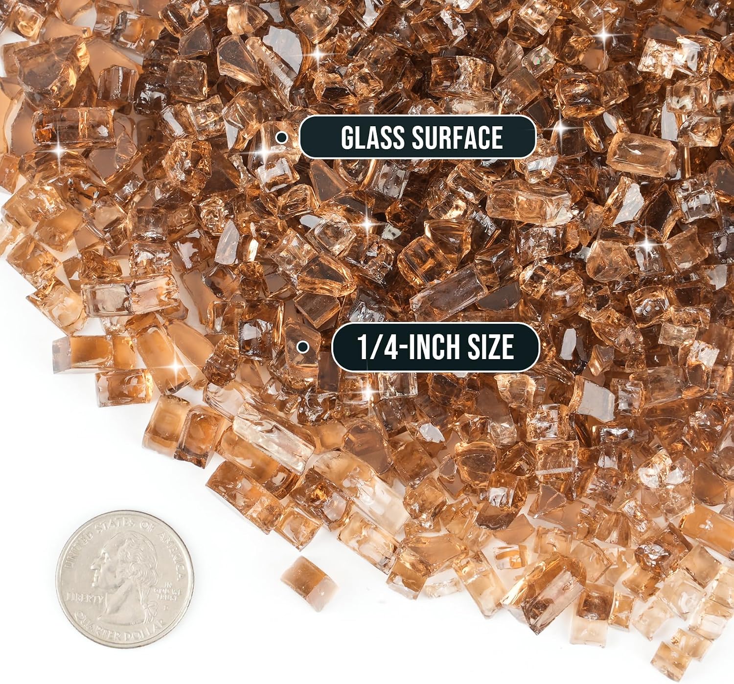Skyflame 1/4" Pacific Blue Regular Fire Glass for Fire Pit Fireplace