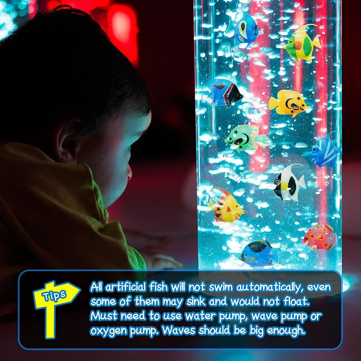 Weewooday 20 Pcs Artificial Moving Fishes Plastic, Random Fish