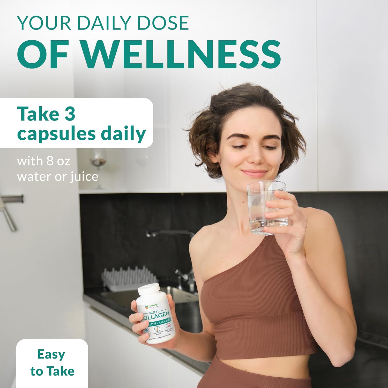 Multi Collagen 180 Protein Capsules - Type I, II, III, V, X Collagen Pills - Proprietary Blend of Eggshell, Chicken