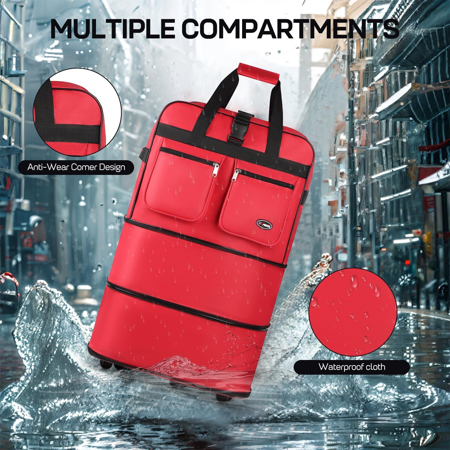 40'' Expandable Rolling Duffel Bag Suitcases w/Wheels,Foldable Luggage Bag