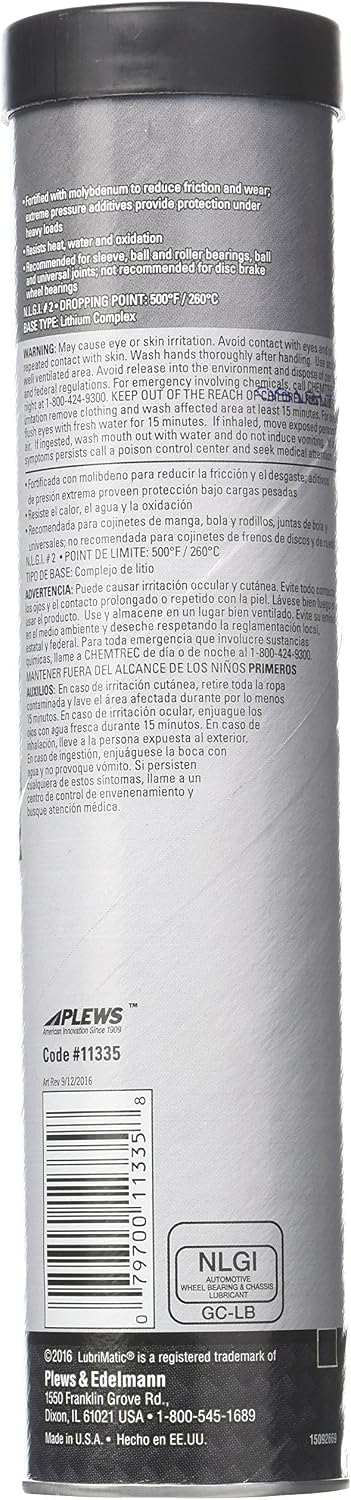 LubriMatic 11335 Multi-Purpose Grease w/ Moly EP - 14 Ounce Cartridge