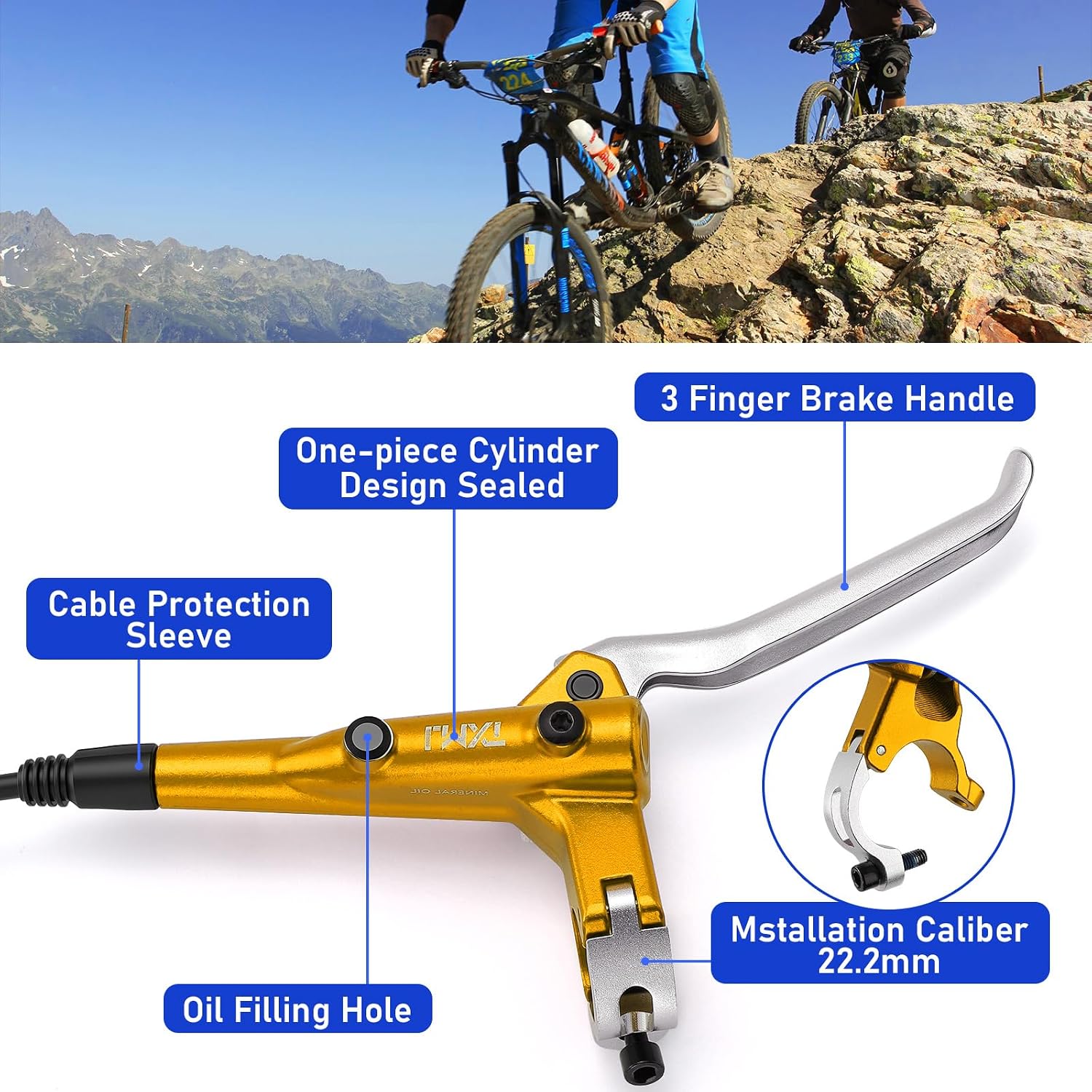 TOBWOLF MTB Cable Disc Brake Kit, Front Rear Calipers with 160mm Rotors