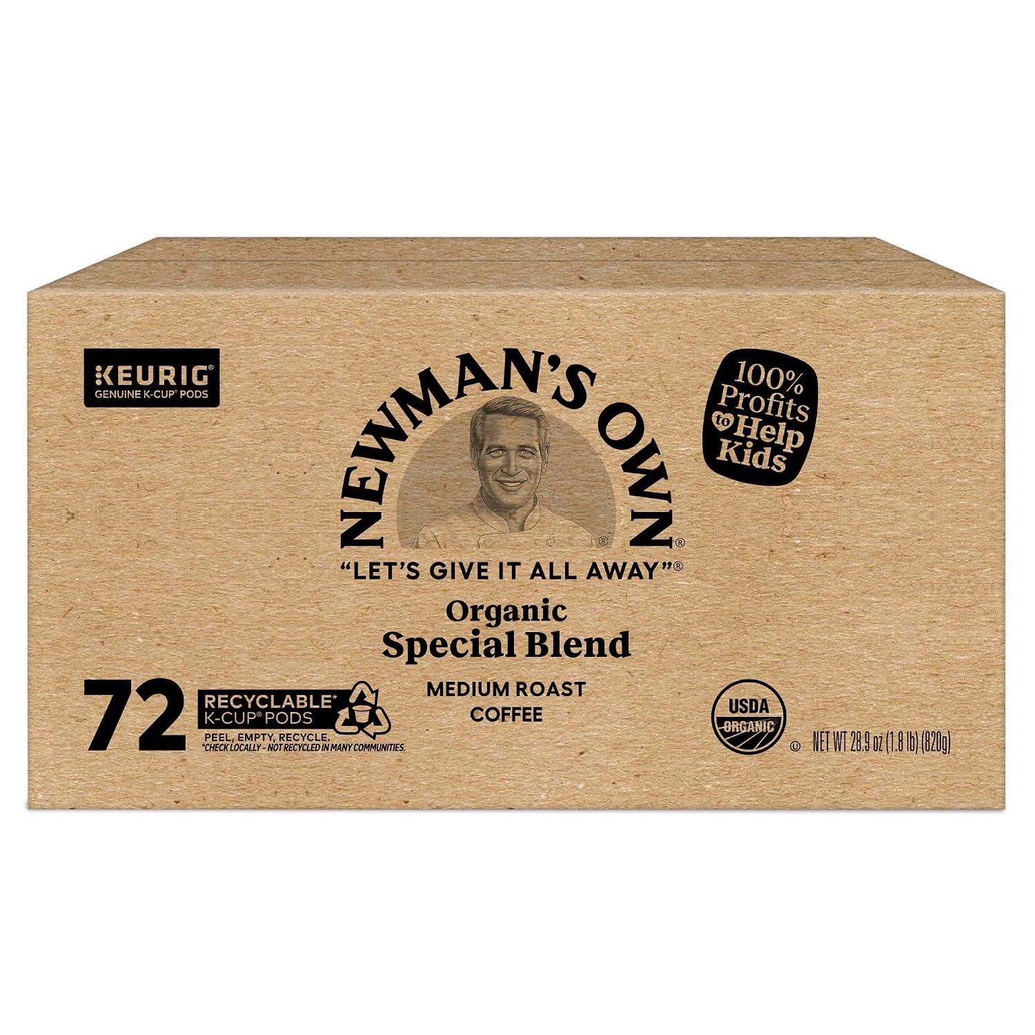 Newman's Own Organics Special Blend Keurig Single-Serve K-Cup Pods, Medium Roast Coffee, 96 Count