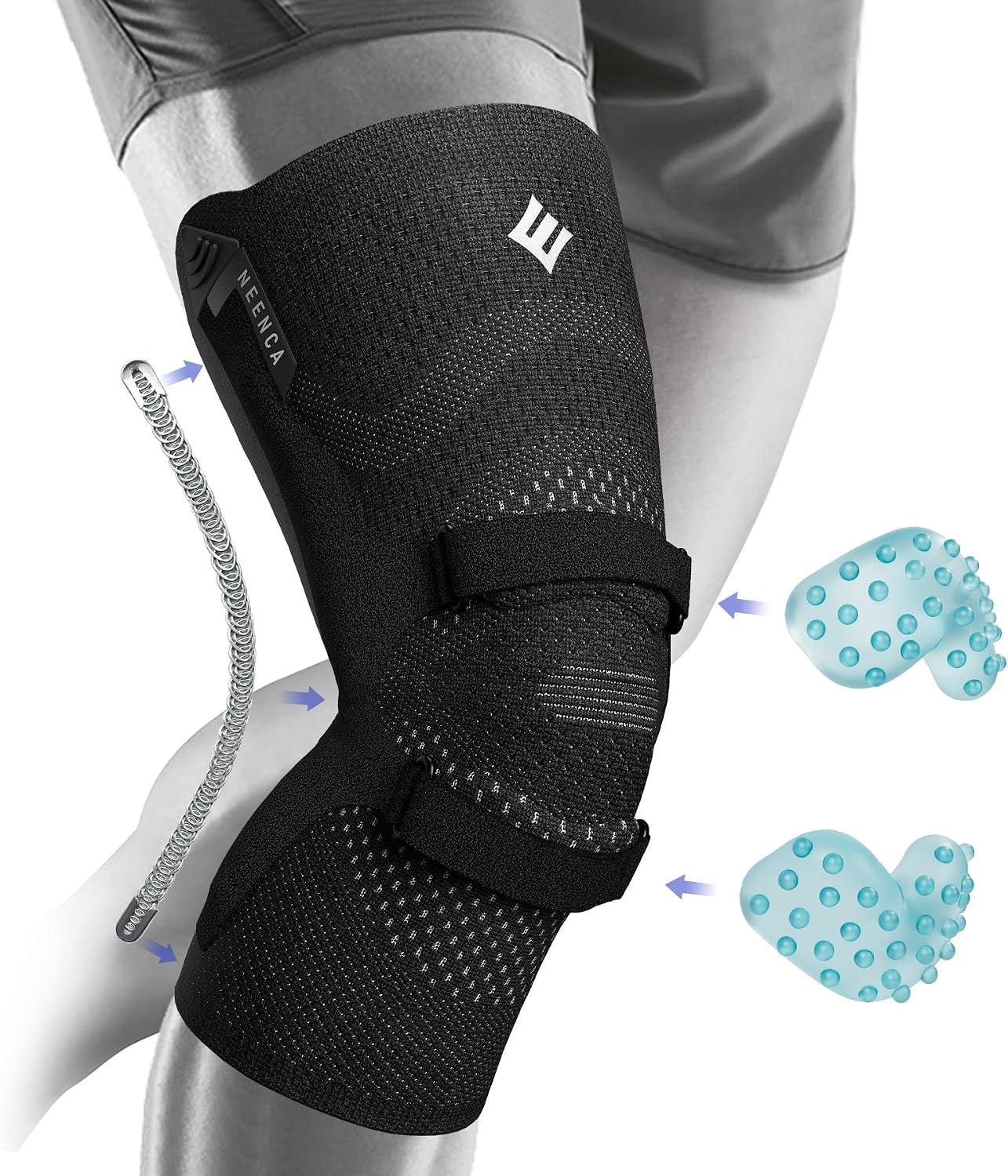 NEENCA Knee Braces for Knee Pain Relief, Compression Knee Sleeves with Patella Gel Pad & Side Stabilizers, Knee Support for Weightlifting, Running