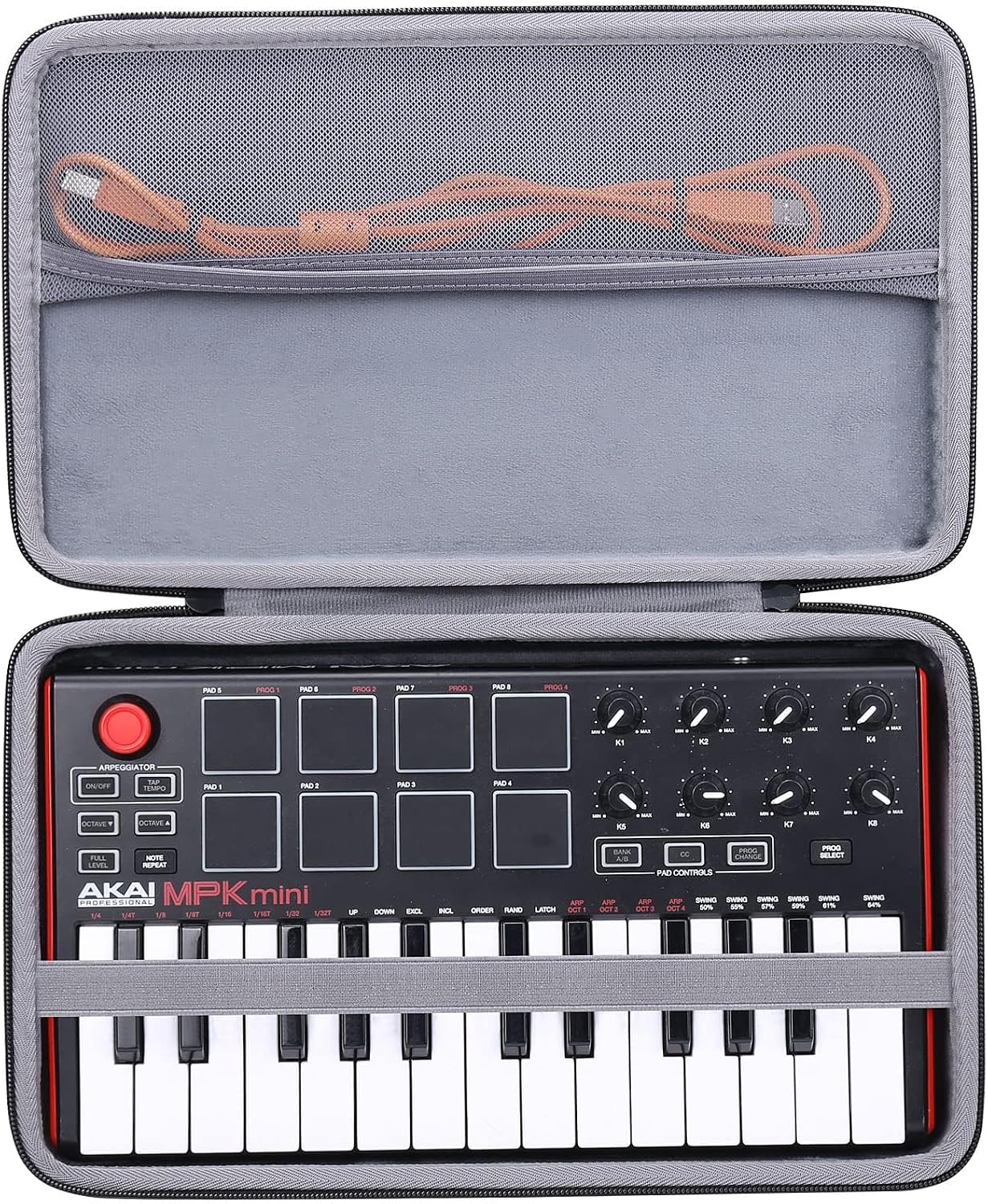 co2CREA Hard Case for Akai MPK Mini MKII/Play 25 Key Keyboard Controller | Compatible with MIDI Keyboard Controller, Travel Protective Storage Bag with Mesh Pocket & Handle