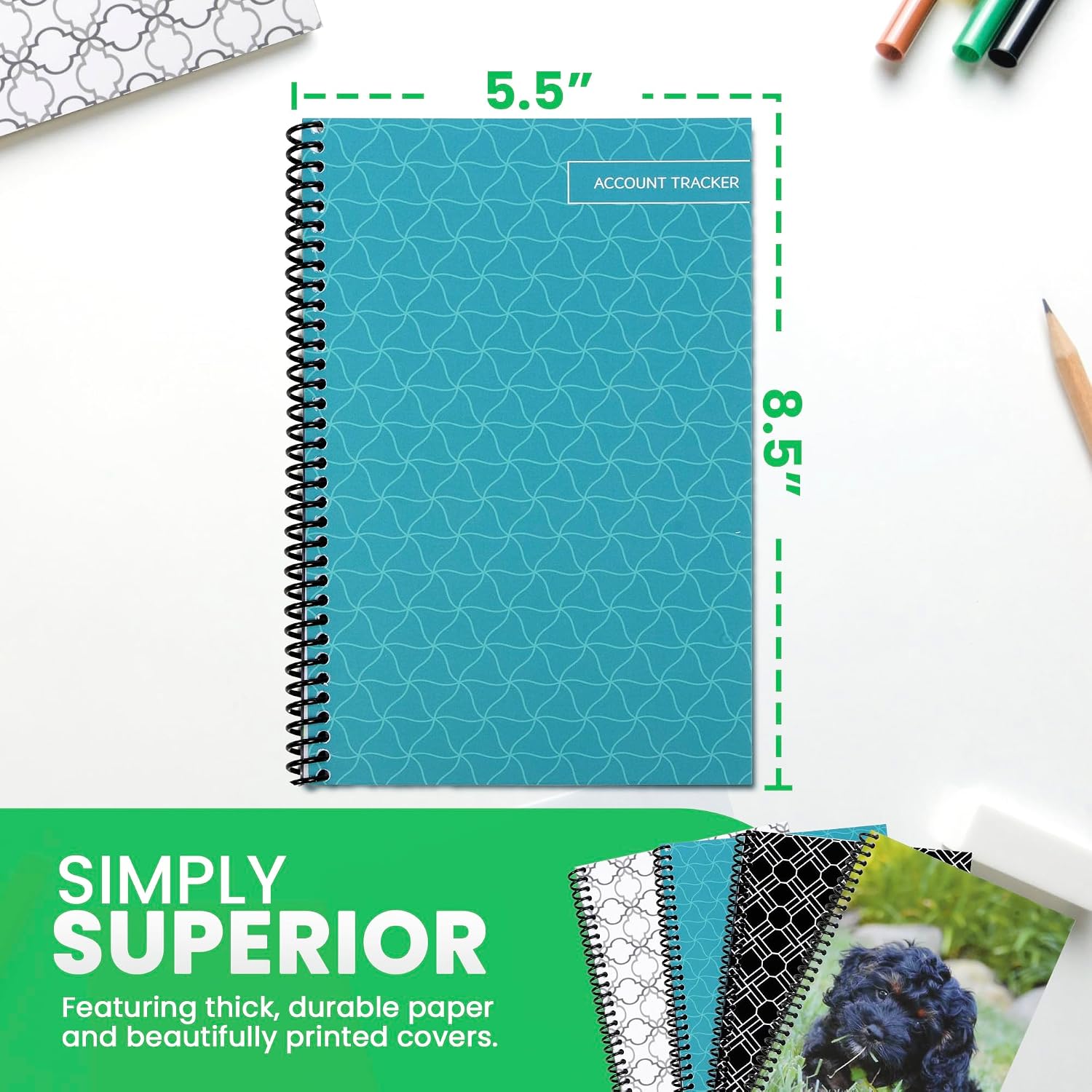 The Superior Register's Premium Check Book Register & Debit Card Ledger Notebook - Checking Account Register, Business Ledger, Cash Log & Expense Tracker - Standard Edition - 1 Pc, Teal