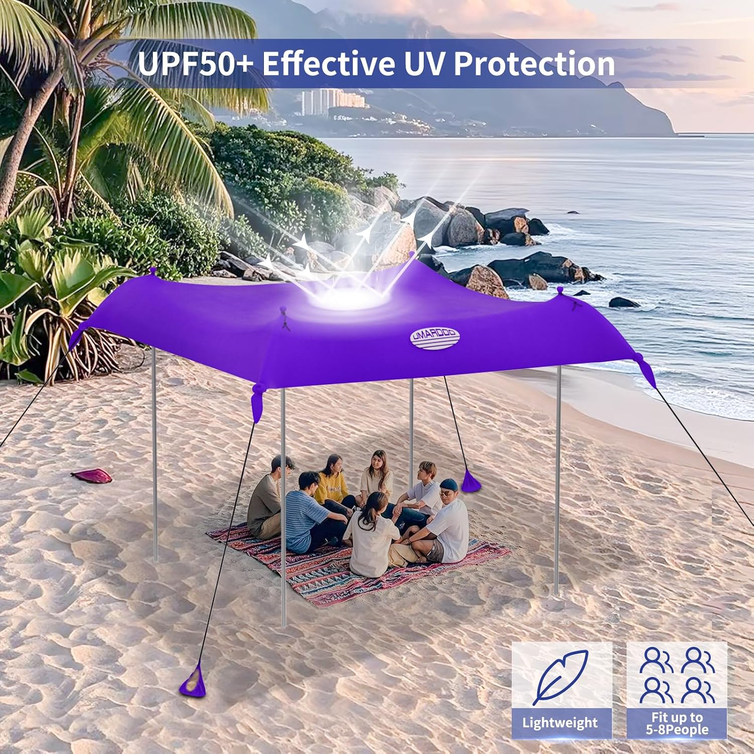 UMARDOO Family Beach Tent Canopy Sun Shade Portable 10×10FT