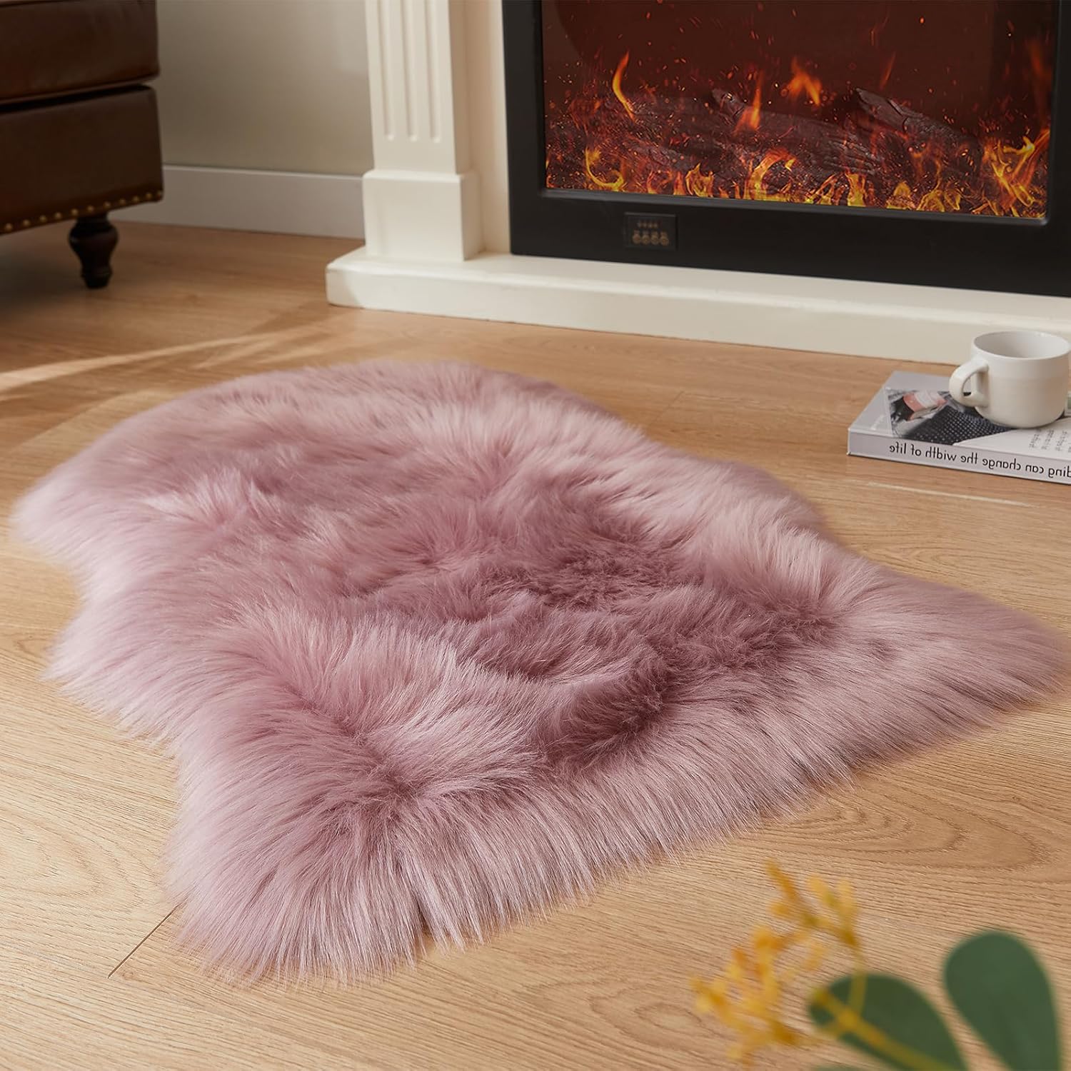 EasyJoy Ultra Soft Fluffy Shaggy Area Rug Faux Fur Rug Chair Cover Seat Pad Fuzzy Area Rug for Bedroom Floor Sofa Living Room (2 x 6 ft Sheepskin