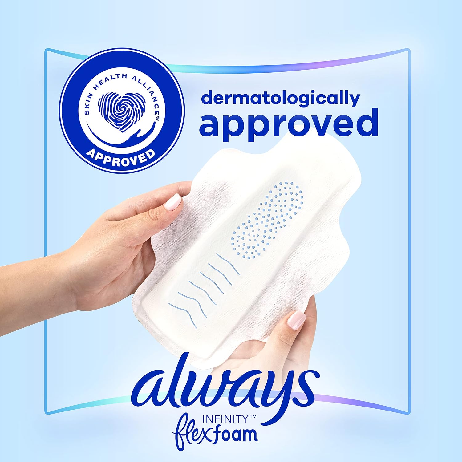 Always Infinity Feminine Pads for Women, Size 2 Heavy Flow Absorbency,with Flexfoam, with Wings, Unscented, 32 Count