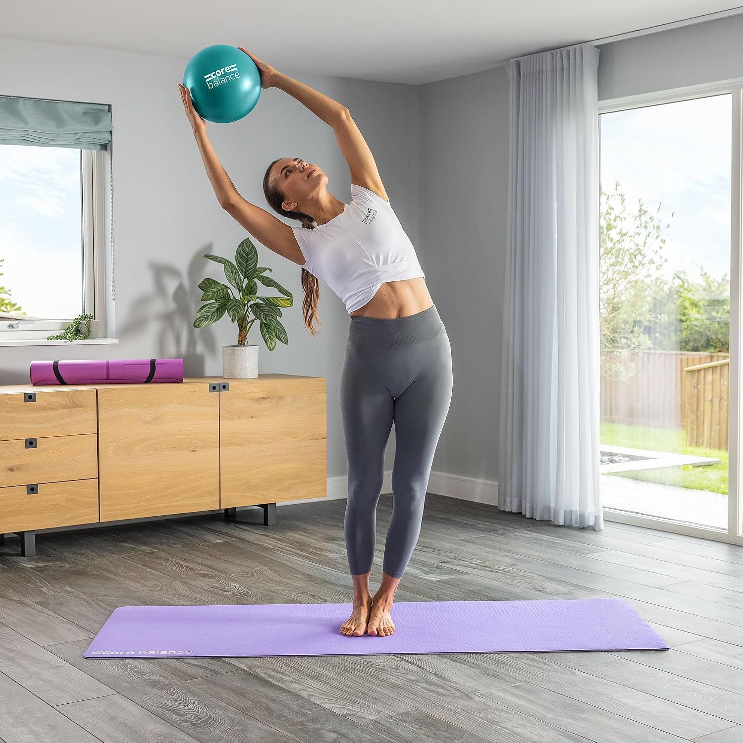 Core Balance 9 Inch Anti Burst Pilates Ball - Mini Exercise Ball for Yoga, Barre, Stretching and Core Stability Workout