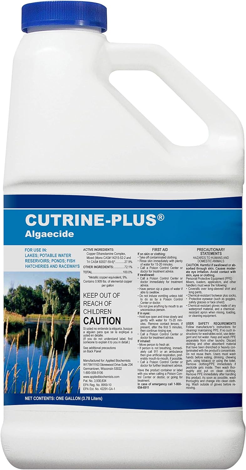 Cutrine-Plus Liquid Algaecide - 1 Gallon EPA-Approved Copper Formula for Fast Control of Planktonic