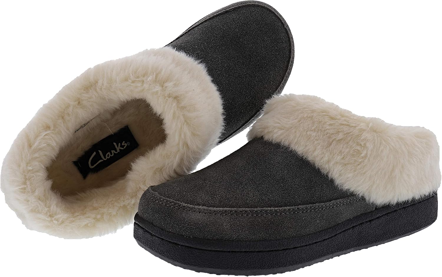 Clarks Womens Faux Fur Lined Clog Slippers Warm Cozy Indoor Outdoor Plush Slipper for Women