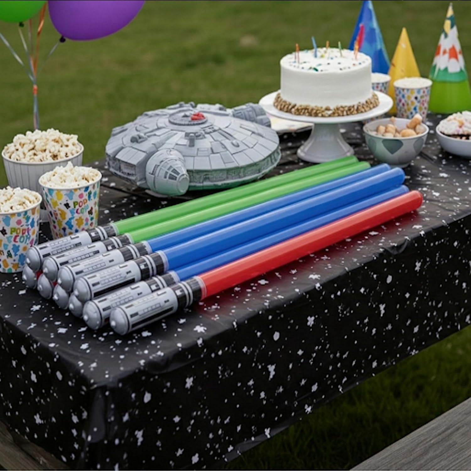 Inflatable Army 12 Inflatable Light Saber Sword Toys - 4 Green, 4 Red 4 Blue Lightsabers - Party Favor, Halloween Costume, Treats