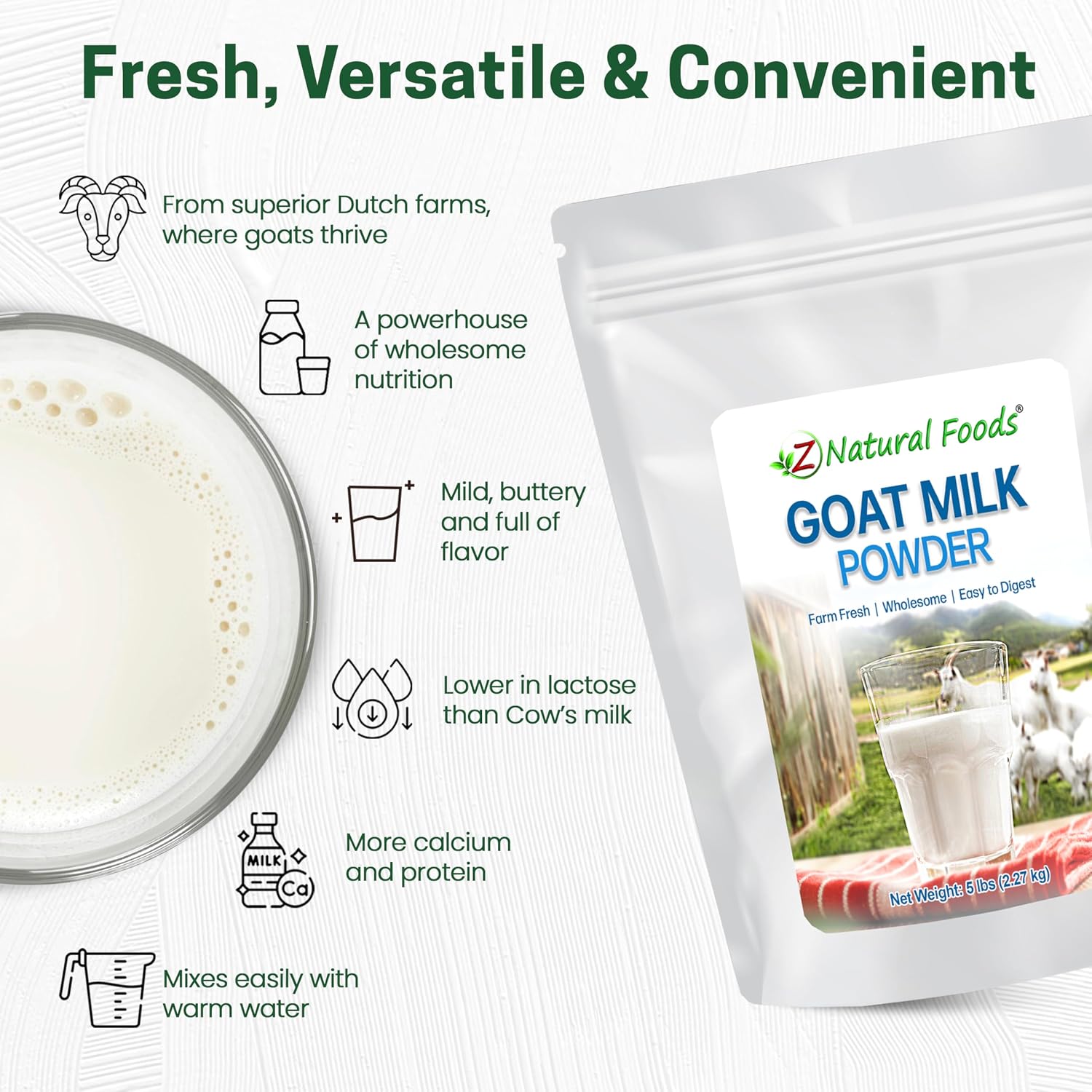 Z Natural Foods Premium Whole Milk Powder - Pasteurized Dry Milk, 5 lb