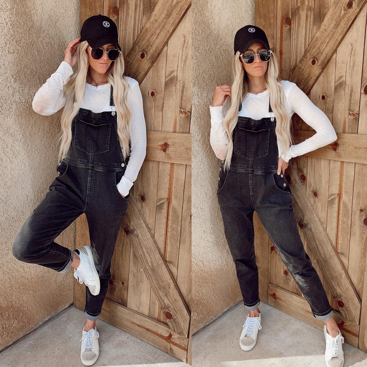 Vetinee Womens Classic Adjustable Straps Pockets Denim Bib Overalls Jeans Pants