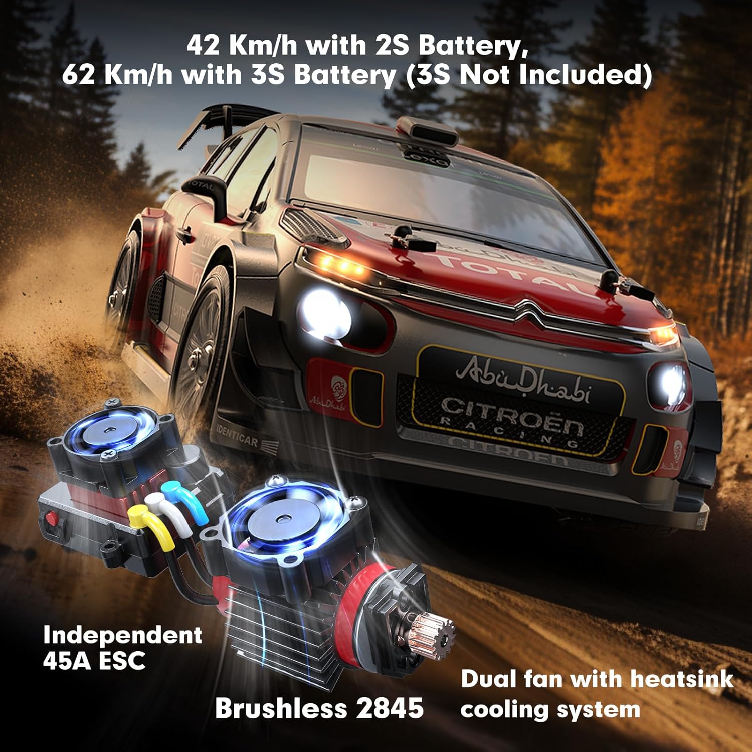 MJX Hyper GO 14303 1/14 Citroen C3 Fast RC Cars for Adults, Max 40mph Brushless RC Drift Car with Gyro, 4WD RTR High Speed RC Rally Car