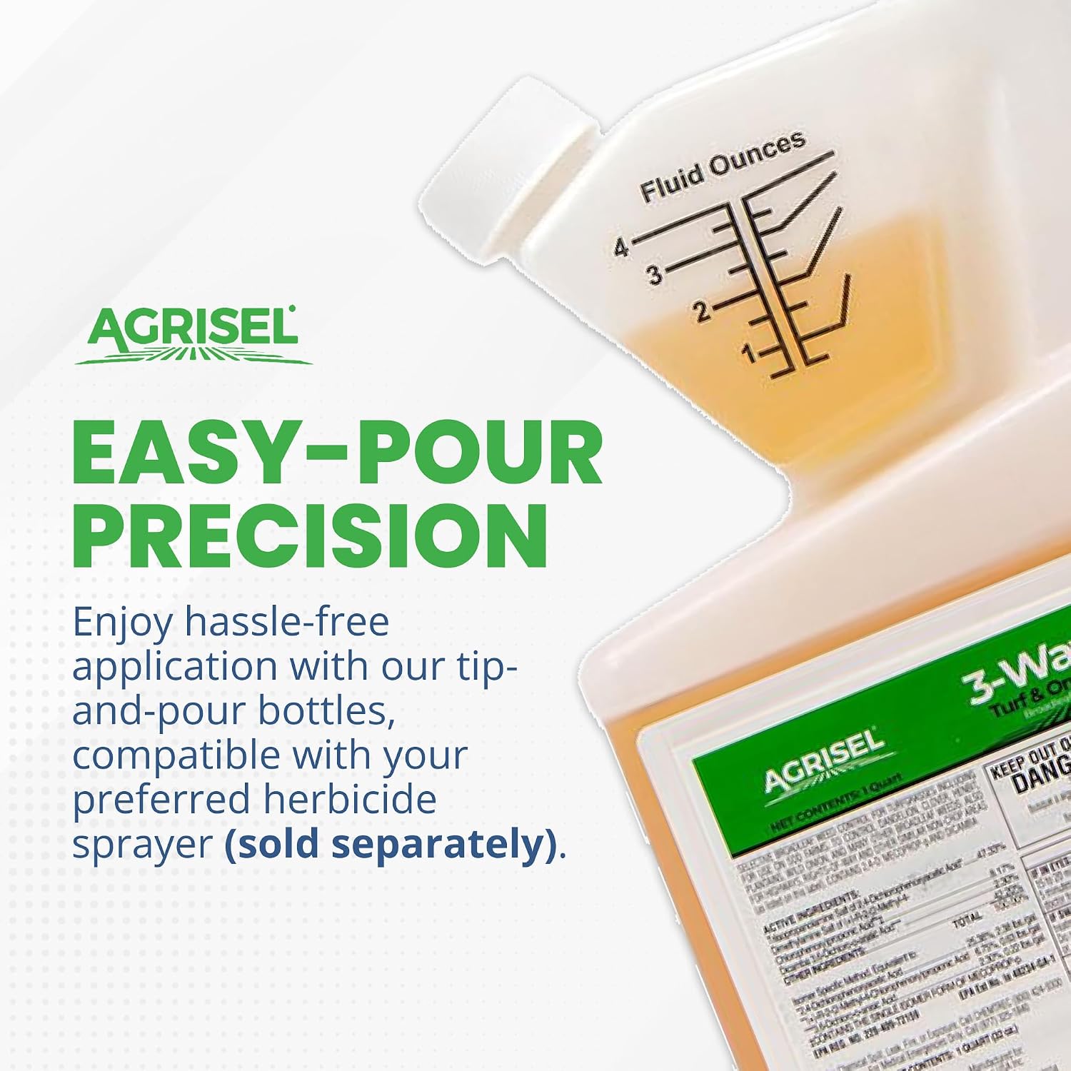 Agrisel 3 Way Max Weed Killer, Eliminate 50+ Weeds, Pet Safe, 128 Ounces | Safe on Grass, Weed Spray, Low Odor, Easy Mixing