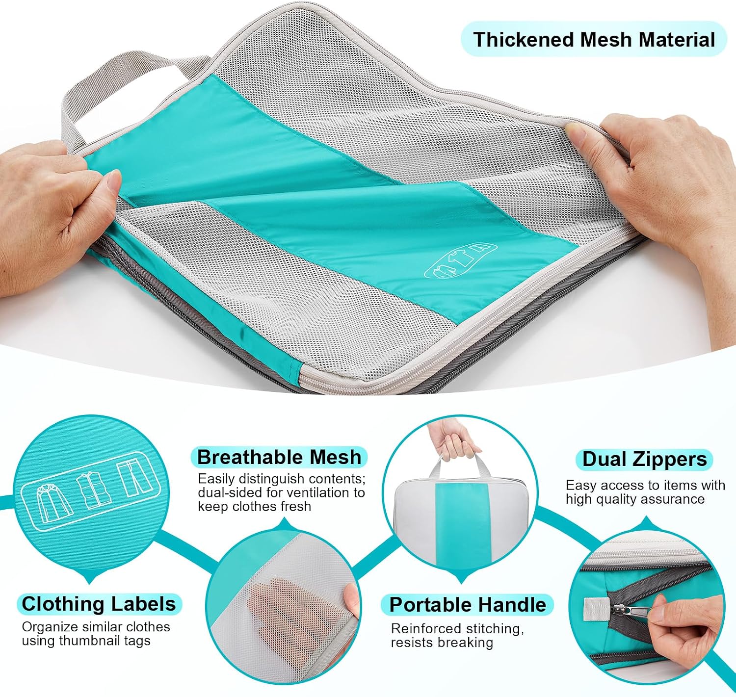 OlarHike 10 Set Compression Packing Cubes for Travel Essentials,Compressible Expandable Space Saver Bags for Organizing Clothes,Luggage Suitcase Garment Bags with Over 1000 pcs Mesh Holes(Black)