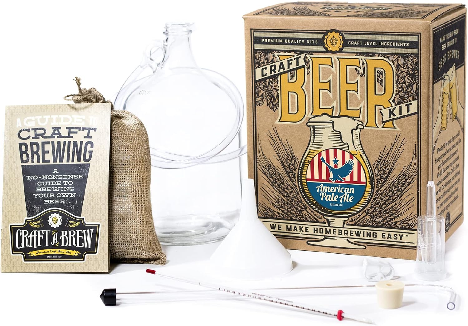 Craft A Brew - Hefeweizen - Beer Making Kit - Make Your Own Craft Beer - Complete Equipment and Supplies - Starter Home Brewing Kit - 1 Gallon