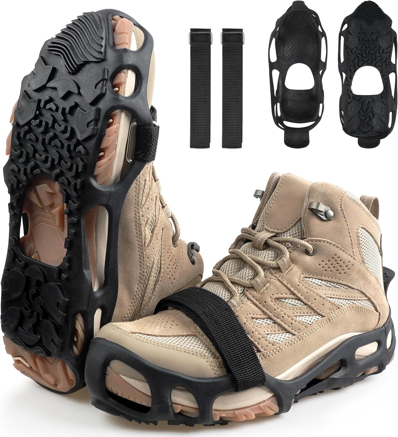 Spikeless Ice Cleats Roofing Shoe Covers Anti-Slip Rubber Traction Overshoes for Metal Roof Wet Floors Wood Deck Snow Work Boots Unisex for Roofers Construction Warehouse Workers