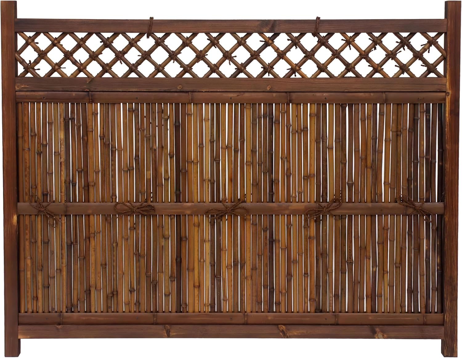 Red Lantern 4 x 1.5 ft. Japanese Bamboo Kumo Fence Panel, 4ft. x 2ft, Brown