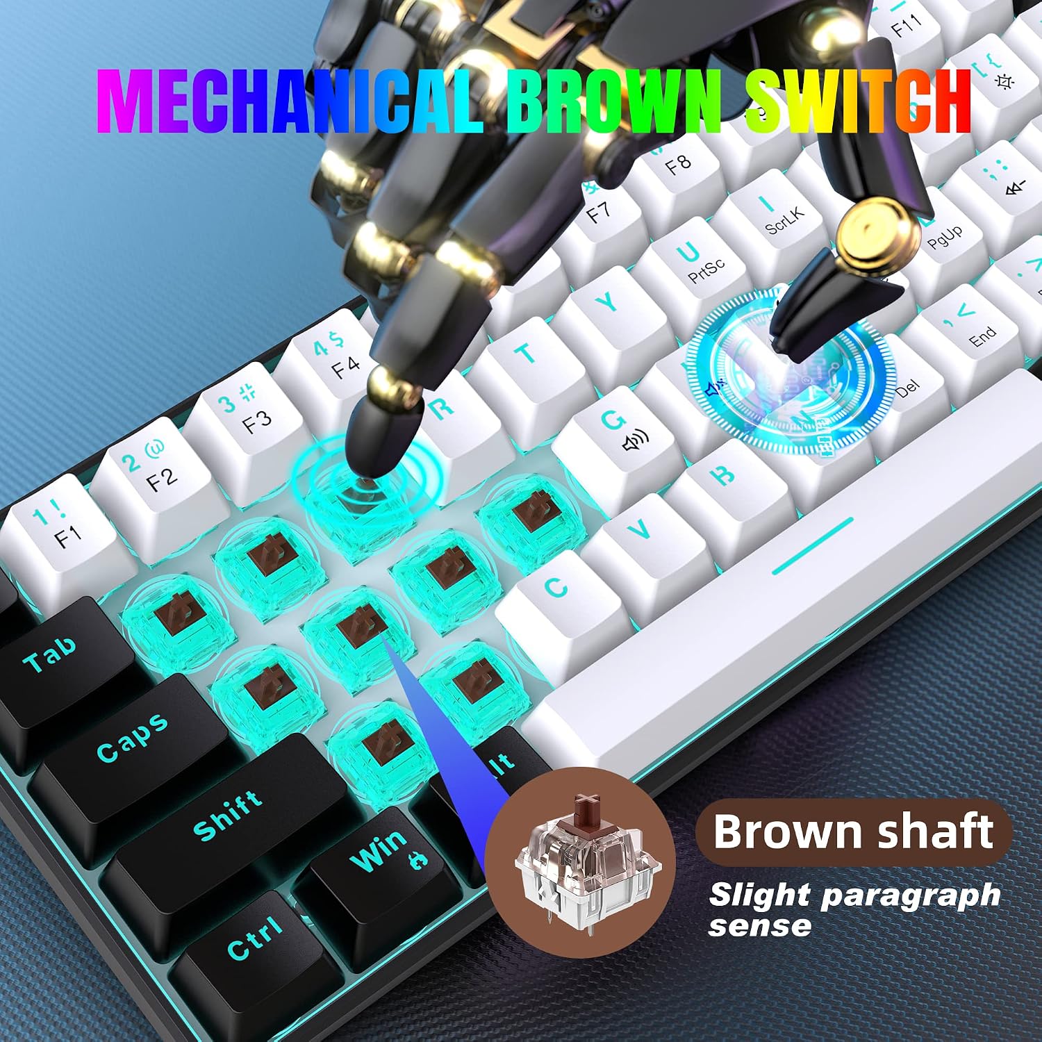 Snpurdiri 60% Mechanical Gaming Keyboard (Black-White