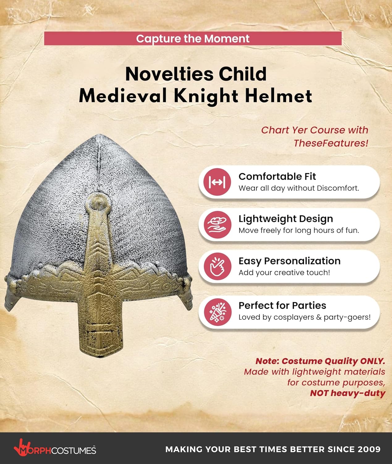 Nicky Bigs Novelties Knight Helmet, Medieval Helmet, Crusader Helmets, Crusader Costume Helmets, Knight Costume