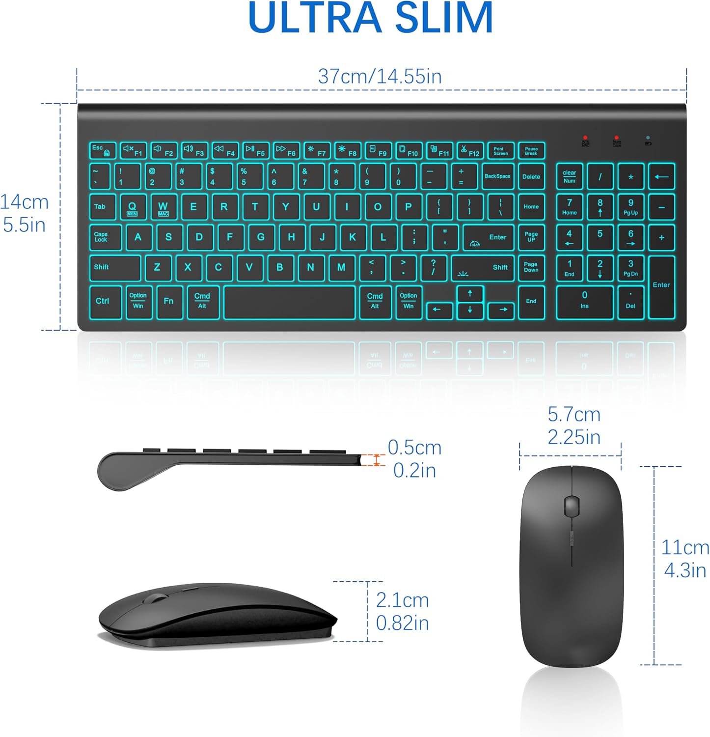 Wireless Keyboard and Mouse Ultra Slim Combo, TopMate - White | 2.4G Silent Compact 2400DPI Mouse and Scissor Switch Keyboard Set with Cover, Batteries Included, for PC/Laptop/Windows/Mac