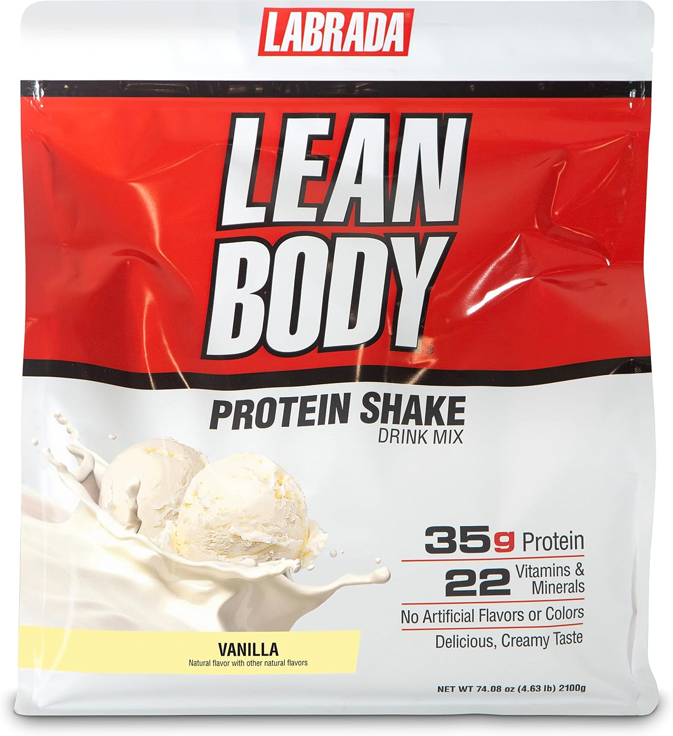 Labrada Nutrition Lean Body Hi-Protein Shake, Strawberry, 2.47-Pound Tub Strawberry Packaging May Vary