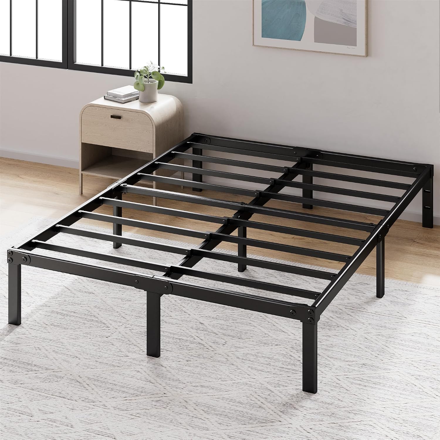 ZINUS Van 16 Inch Metal Platform Bed Frame / Steel Slat Support / No Box Spring Needed / Easy Assembly, Full