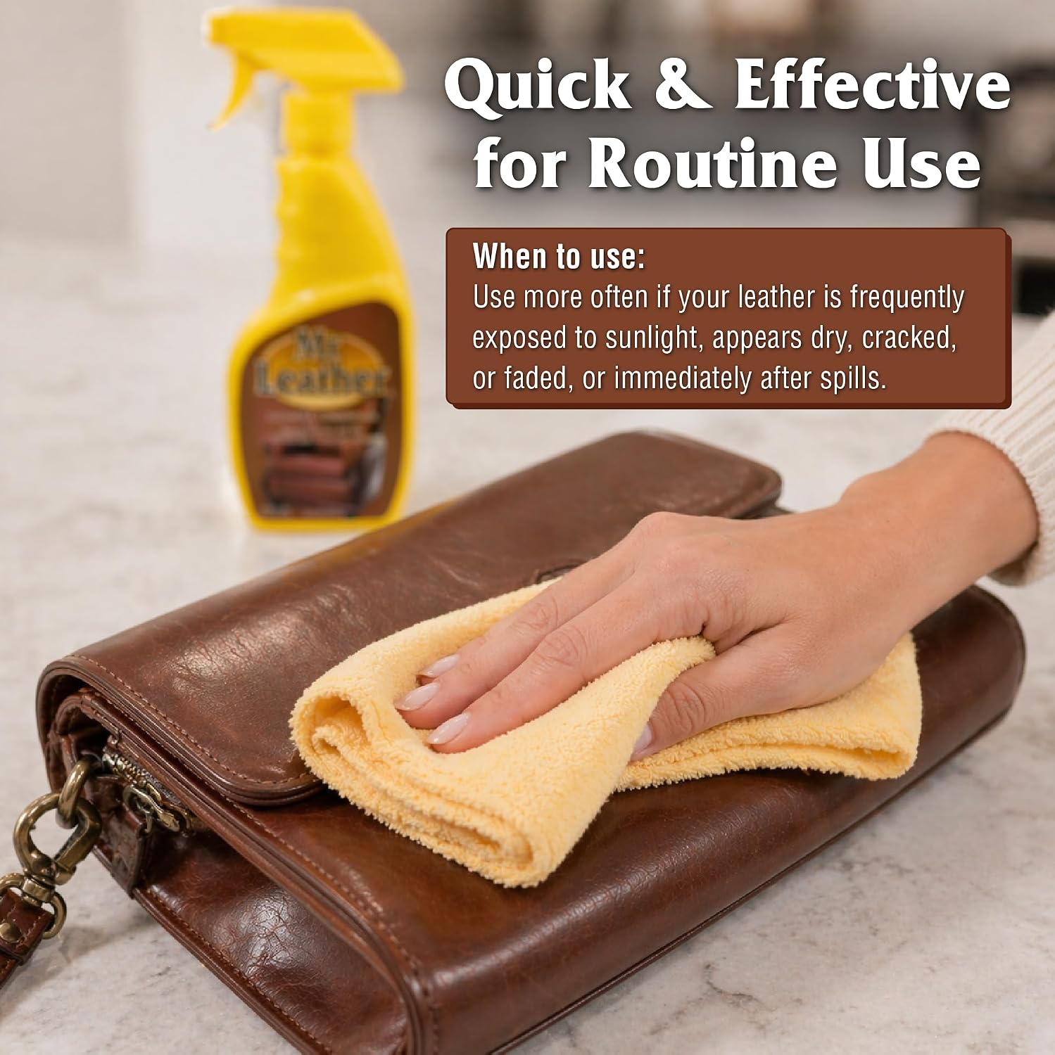 MR. LEATHER Cleaner & Conditioner, Restores & Protects All Leather, 8 oz | Made with Natural Oils, Hydrating & Water-Repelling Cream, Ideal for Leather Furniture, Sofa, Auto Interior, Shoes & Bags