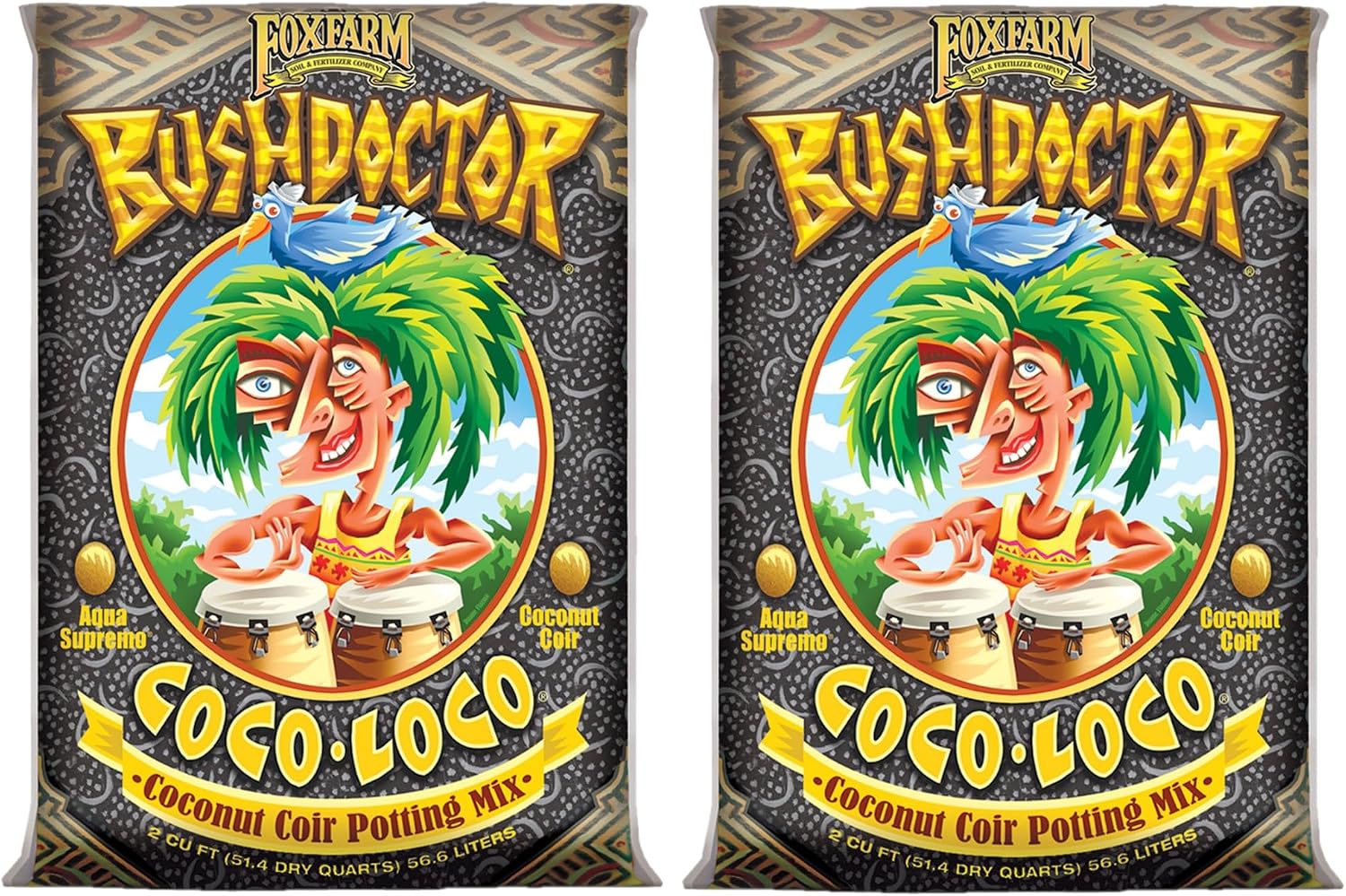 FoxFarm Bush Doctor Coco Loco Potting Mix, 2cu ft - Extends Your Watering Schedule, Triple-Washed to Reduce Salt Content - Perfect for Cultivating Vigorous Plants