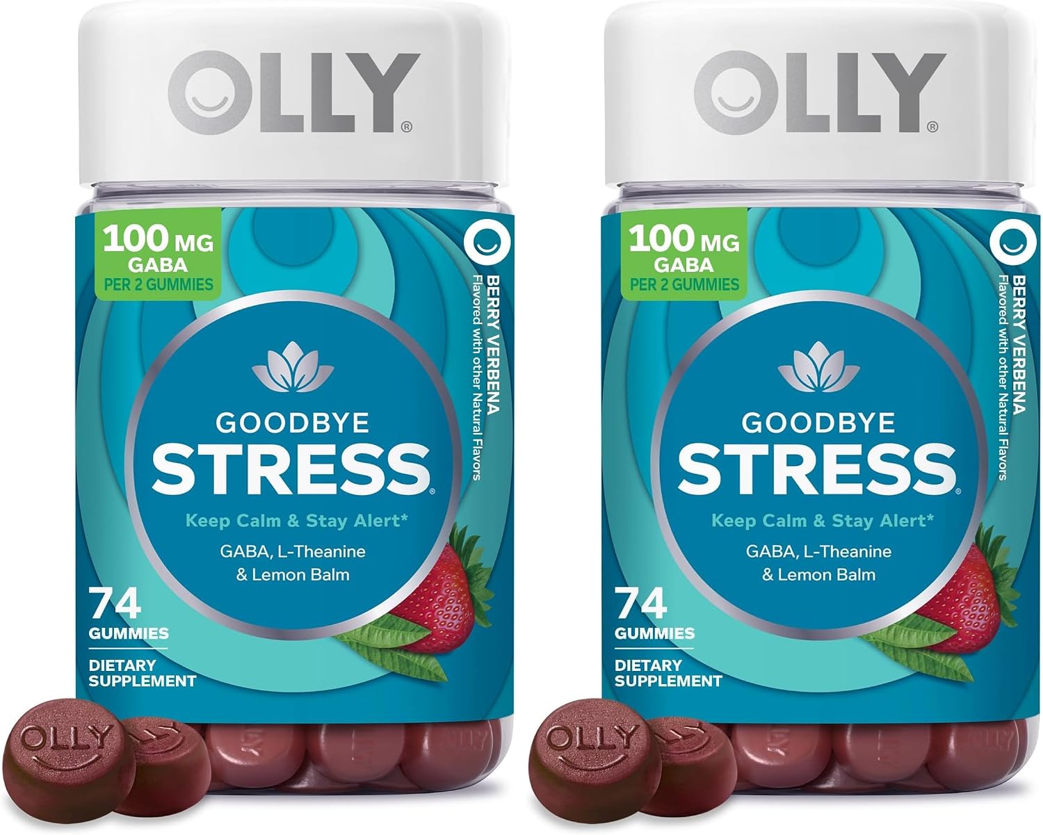 OLLY Goodbye Stress, Stress Support* Supplement, 50mg L-Theanine - 42 Count