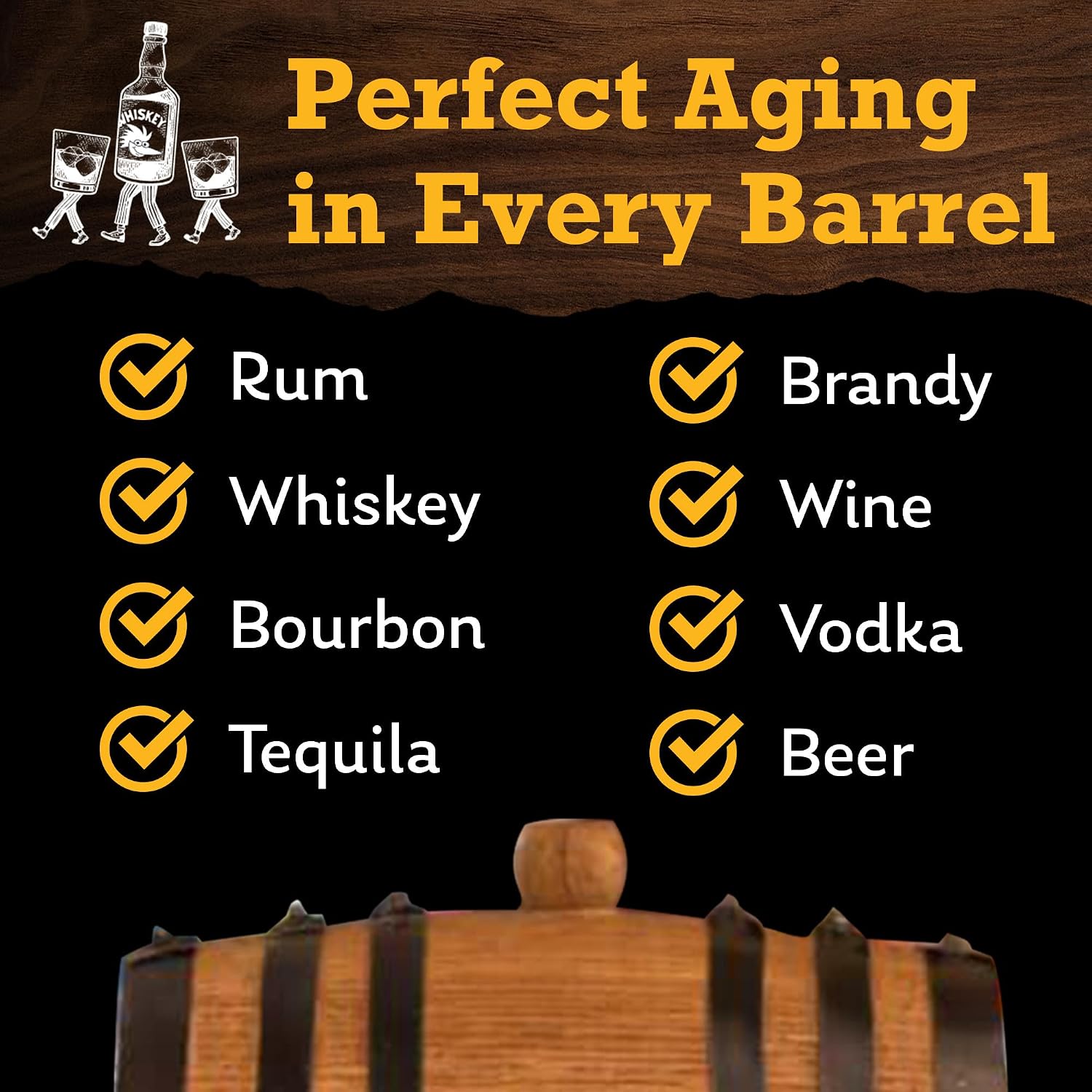 3L Charred Oak Aging Barrel for Whiskey, Rum & Wine