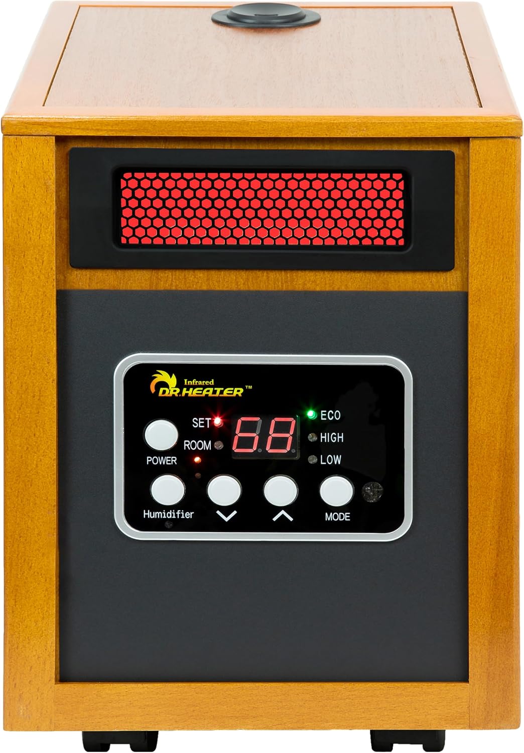 Dr. Infrared Heater DR-968H Indoor Portable Space Heater with Humidifier, 1500-Watt, Cherry