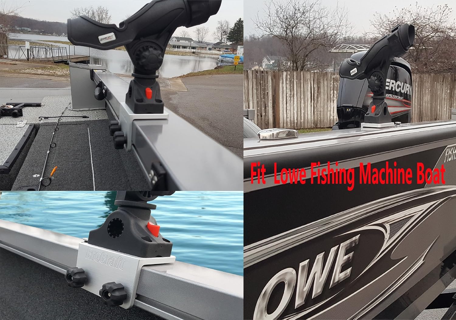 Brocraft Power Lock Rod Holder for 90 Degree Boat and Versatrack Track Systems