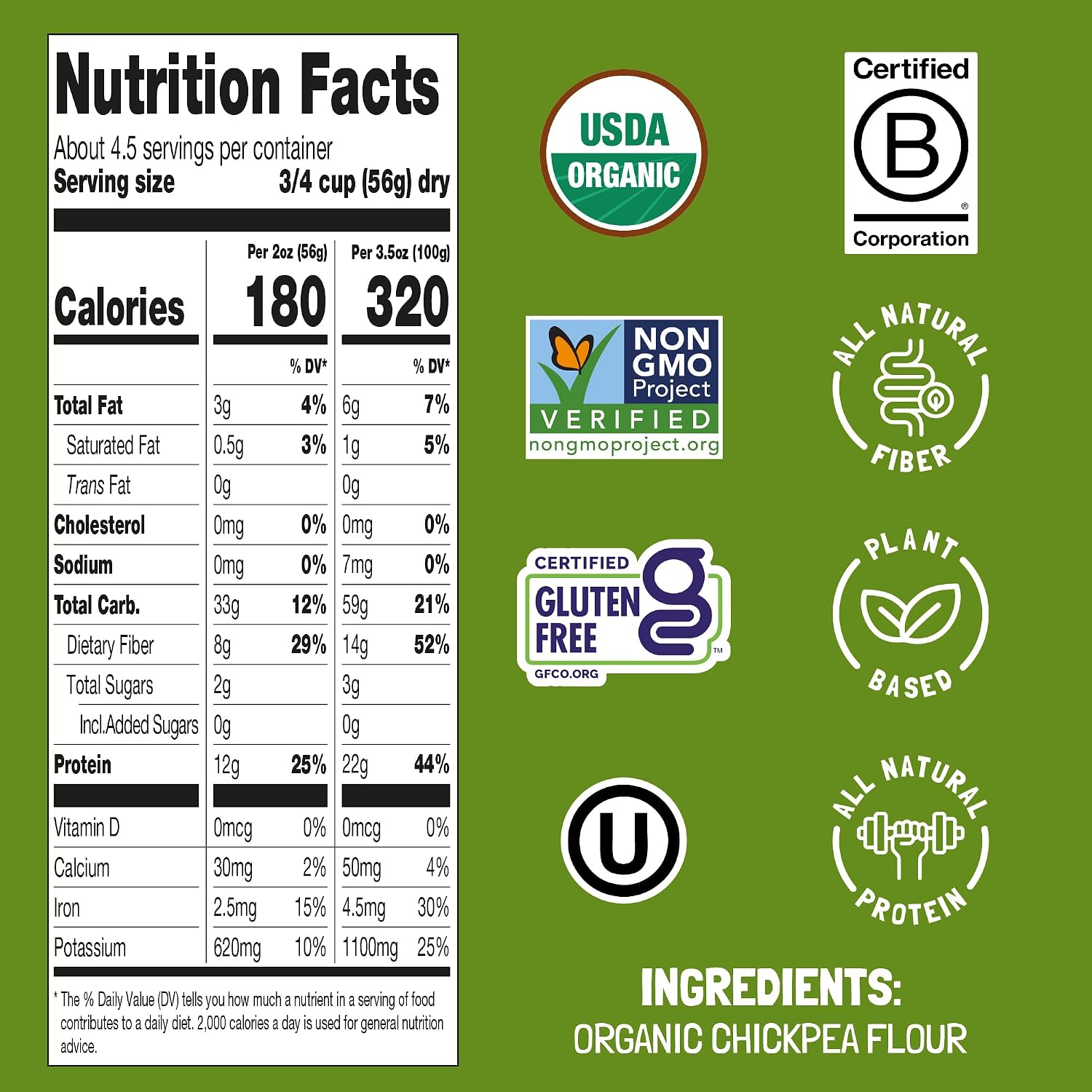 Felicia Chickpea Fusilli Gluten Free Pasta, 22G Protein, 8.8 Oz, 6 Pack | Organic, High Fiber, 14G Fiber, Made from 100% Chickpeas, Plant Based