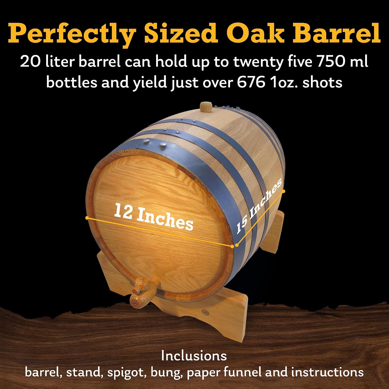 3L Charred Oak Aging Barrel for Whiskey, Rum & Wine