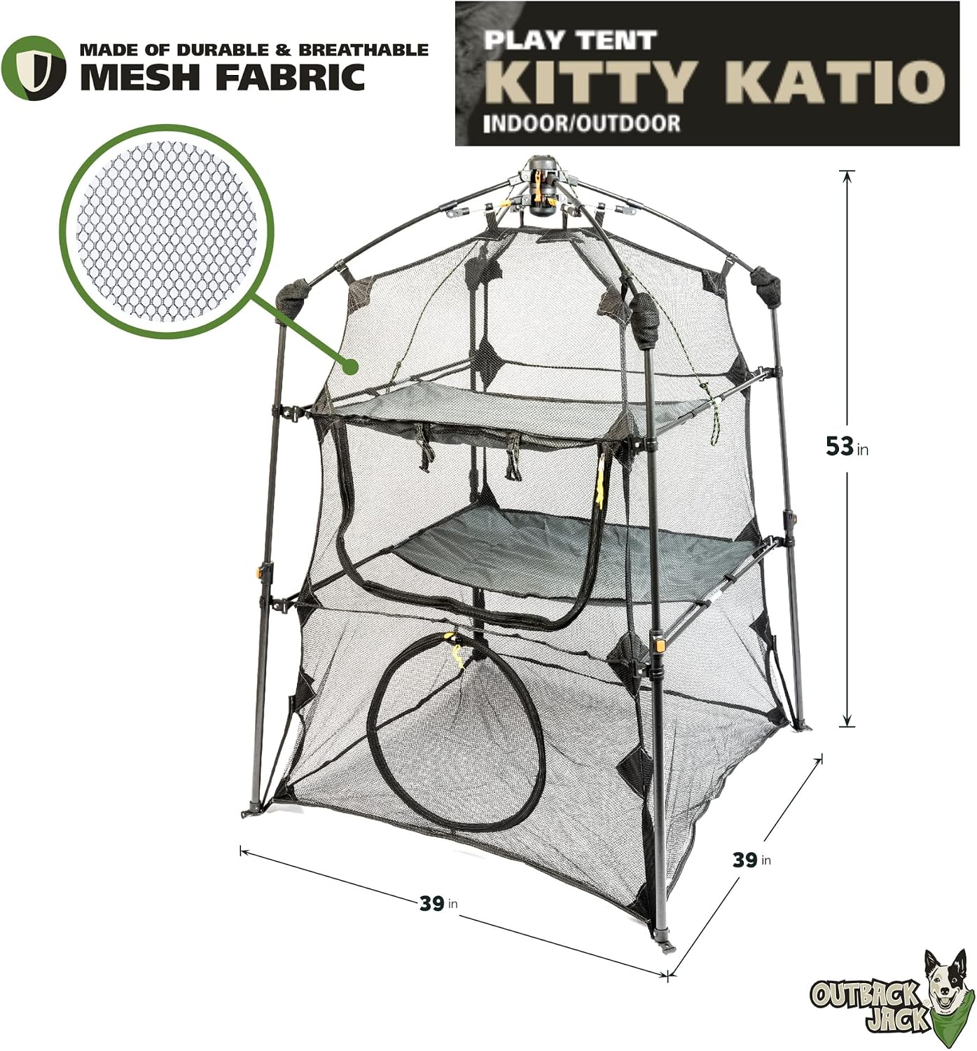Kitty Compound Outdoor Cat Enclosure and Tunnel, Play Tents | Portable playhouse setup letting indoor felines enjoy fresh air outside while staying contained, safe and secure at all times