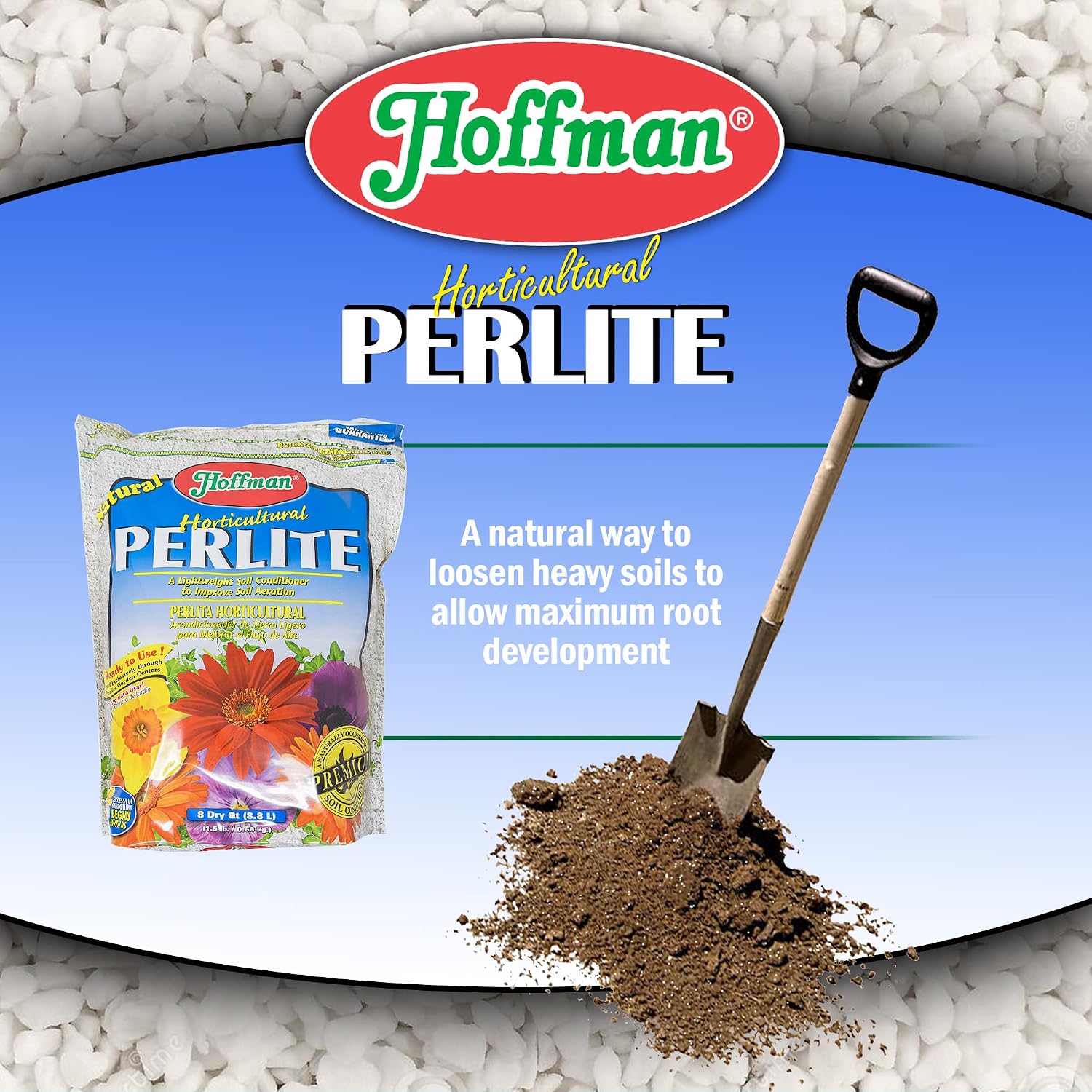 Hoffman Horticultural Perlite Lightweight Soil Conditioner to Improve Aeration, 8qt Bag
