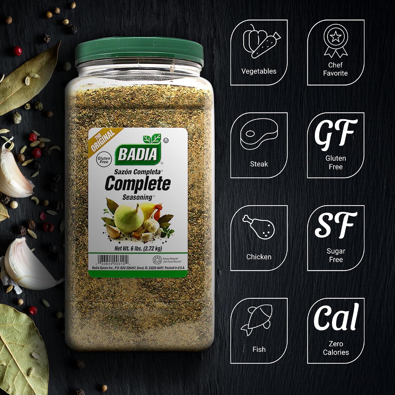 Badia Complete Seasoning, 28oz - All-Purpose Spice Blend of Garlic, Onion, Salt, Pepper, Herbs & Spices - Savory Signature Blend