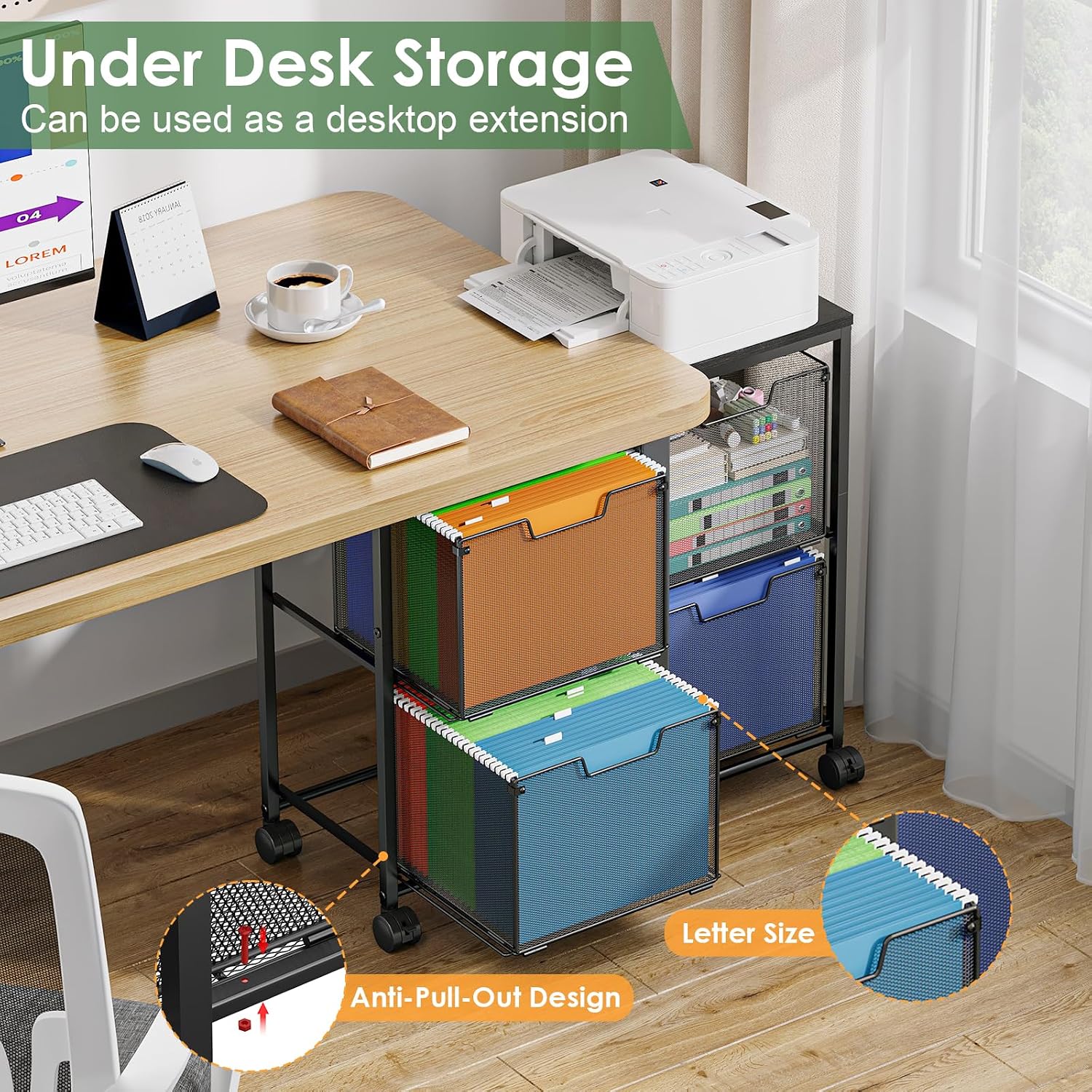 Sbanmao 4 Drawer Lateral File Cabinet, Mobile Filing Cabinet