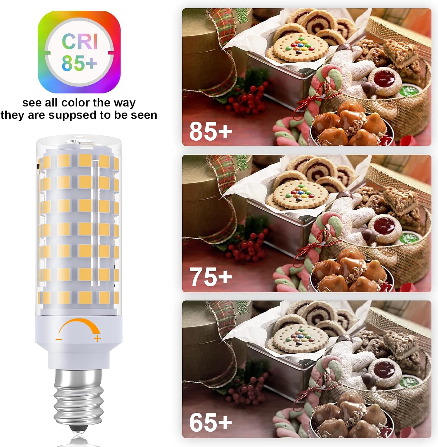 E12 LED Bulb Dimmable 7W Equivalent to 60W Halogen Bulb, Warm White 3000K T6 C7 E12 Candelabra Bulb 60 Watt for Ceiling Fan, Chandelier Lighting, AC120V Kx-2000 Bulbrite Replacement (6 Pack)