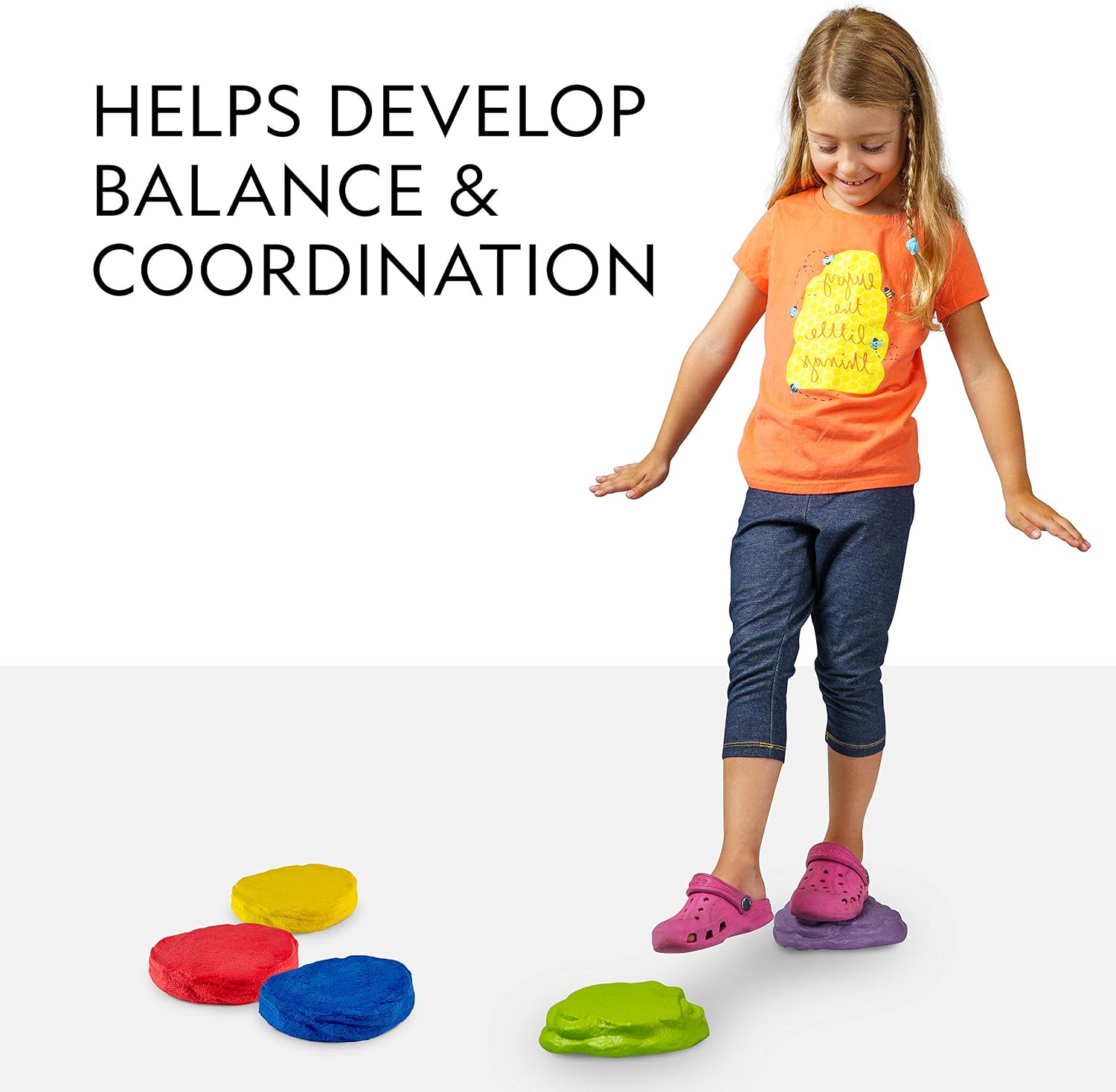 NATIONAL GEOGRAPHIC Stepping Stones for Kids – 10 Soft Durable, Encourage Toddler Balance & Gross Motor Skills, Indoor & Outdoor Toys