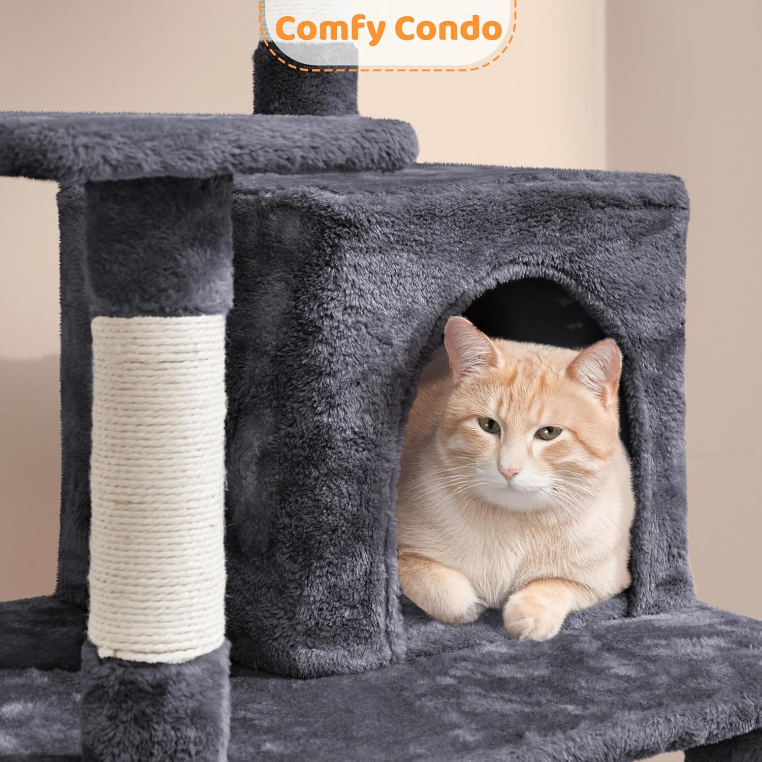 Yaheetech 63in Sturdy Large Cat Tree for Indoor Heavy Cats, Tall Tower