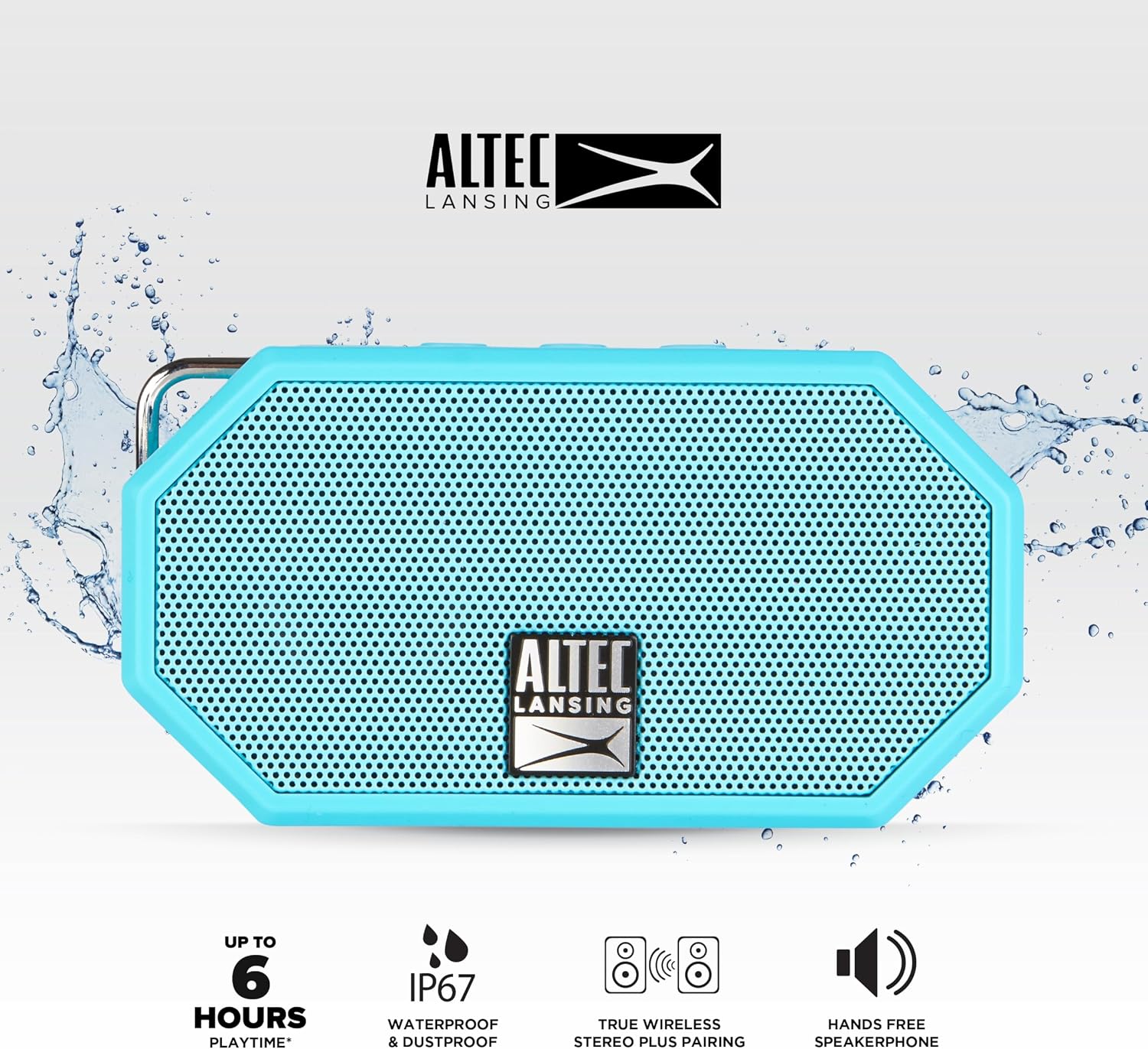 Altec Lansing Mini H2O - Waterproof Bluetooth Speaker, IP67 Certified & Floats in Water, Compact & Portable Speaker for Hiking, Camping, Pool, and Beach