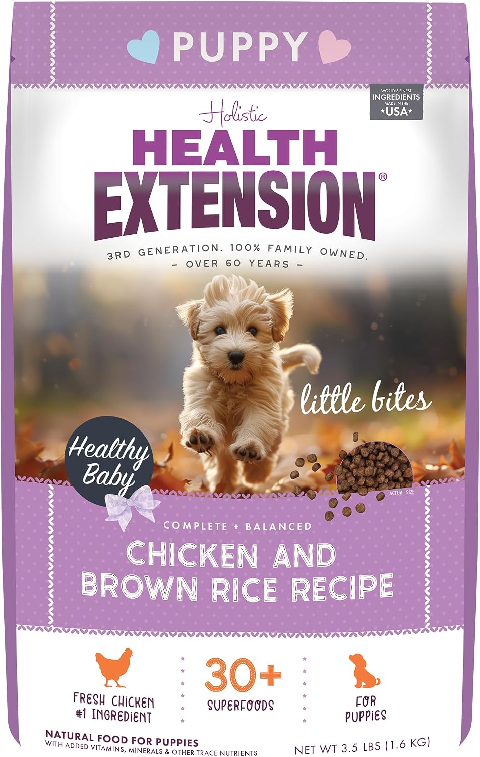 Health Extension Little Bites LITE Dry Dog Food, Chicken & Brown Rice for Toy and Small Breeds, Supports Healthy Weight, with Probiotics & Superfoods for Digestion & Coat Health, 4 lb Bag