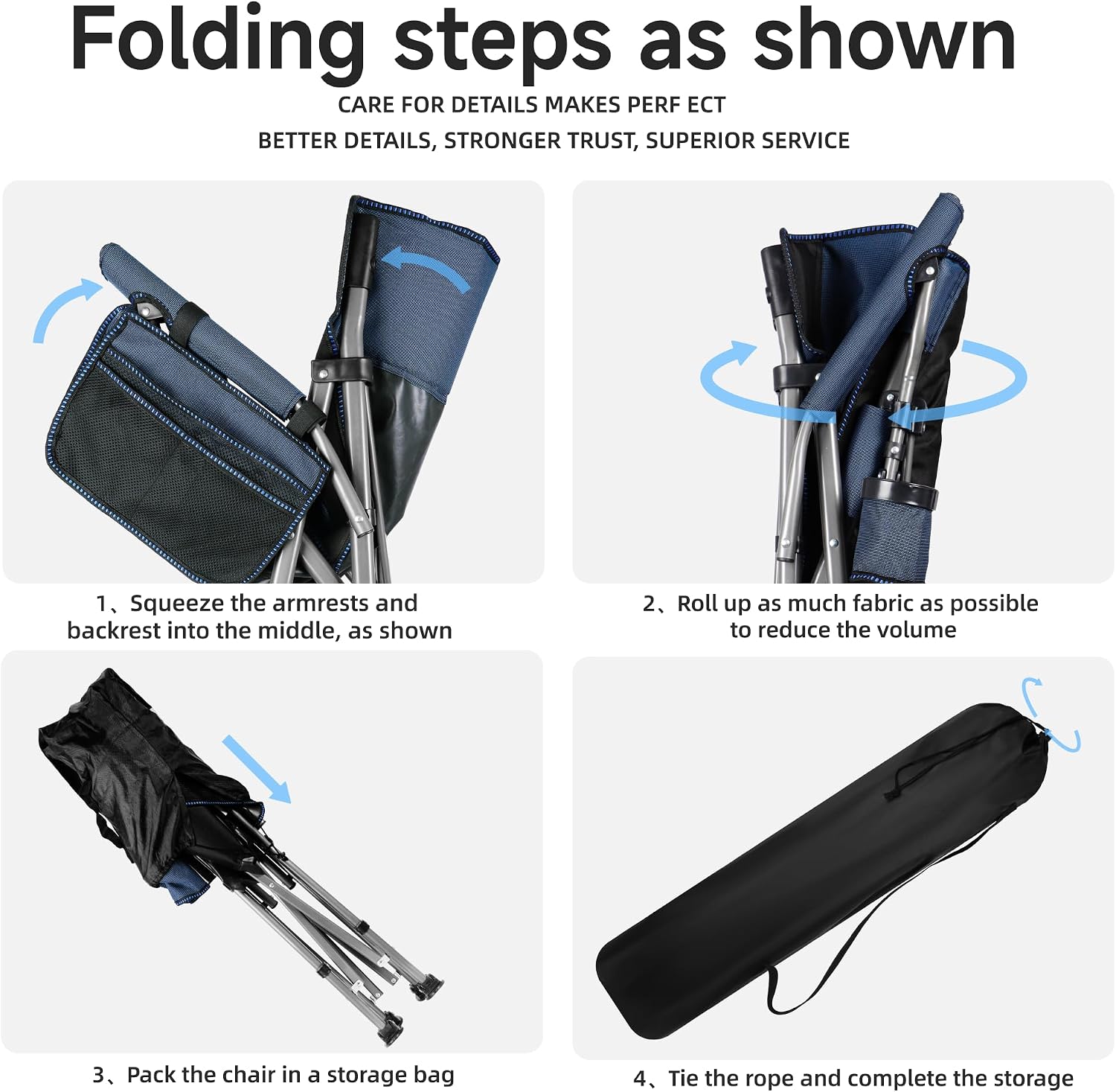 Adjustable Back Folding Camping Chair for Camp, Picnic, Lawn, Fishing | Adjustable Back; Weight Capacity 400 LBS;Hard Arm Portable Chair;Cup Holder;Storage Bag;carrying bag