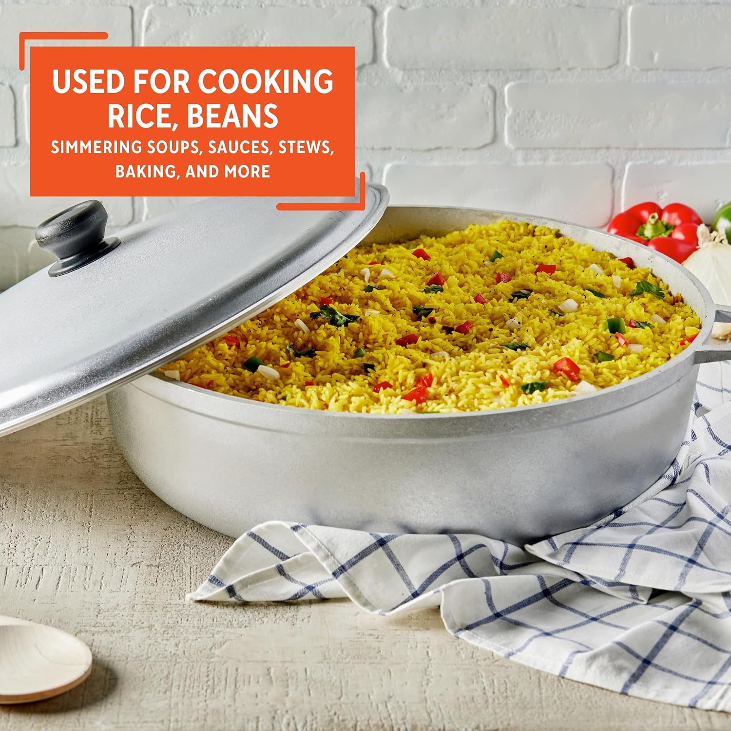 IMUSA USA 11.6Qt Jumbo Traditional Colombian Caldero, 11.6 Quart, Silver | Nonstick Finish, Glass Lid with Easy-Grip Handles, Ideal for Rice and Stews, Great for Family Meals